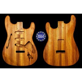 Strat Thinline style electric guitar body Zebrawood unique
