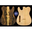 Tele rear routed style electric guitar body book matched figured Ziricote / American Alder, unique