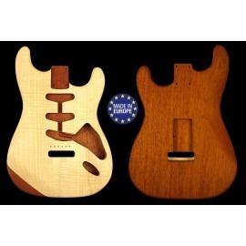 Strat 62s style electric guitar body 1 piece Honduran Mahogany / 4A Flamed Maple top unique