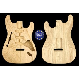 Strat Thinline style electric guitar body 2 pieces Swamp Ash
