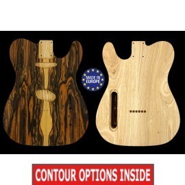 Tele rear routed style electric guitar body book matched figured Ziricote / Swamp Ash, unique